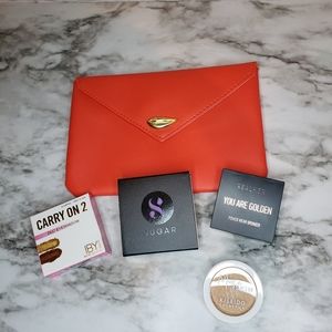 4 pack eye shadow pack with cute makeup bag